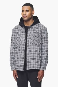 Fontana Hooded Hairy Zip Flannel Jacket Grey Black -Pegador® 2 PGDR BLACKFRIDAY 2023 MENS19709