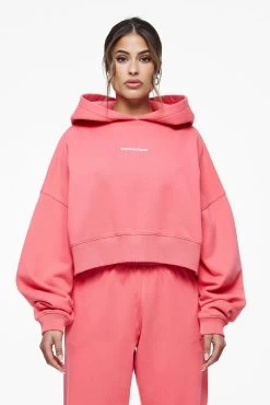 Culla Logo Oversized Cropped Hoodie Vintage Washed Strawberry -Pegador® PEGADOR E COMMERCE FINER THINGS FEMALE42568 1