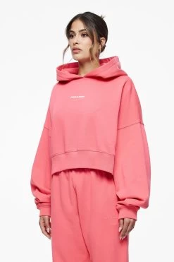 Culla Logo Oversized Cropped Hoodie Vintage Washed Strawberry -Pegador® PEGADOR E COMMERCE FINER THINGS FEMALE42573