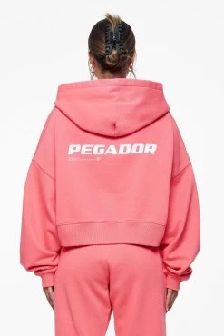 Culla Logo Oversized Cropped Hoodie Vintage Washed Strawberry