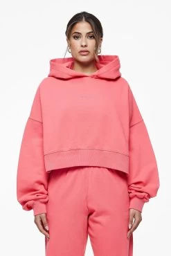 Salita Oversized Cropped Hoodie Vintage Washed Strawberry Gum