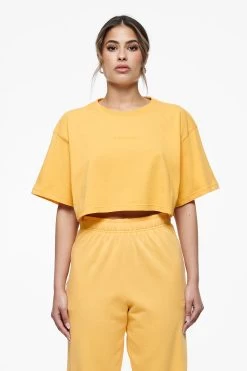 Layla Oversized Cropped Tee Vintage Washed Golden Sun Gum