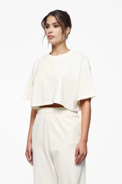 Layla Oversized Cropped Tee Vintage Washed Unbleached Gum -Pegador® PEGADOR E COMMERCE FINER THINGS FEMALE43080