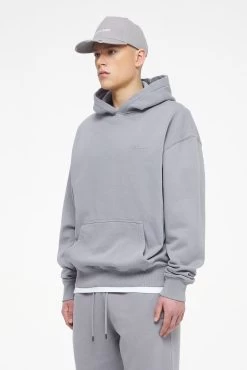 Logo Oversized Hoodie Vintage Washed Dusk Grey Gum -Pegador® PEGADOR TRUST THE PROCESS ECOMMERCE MALE26391