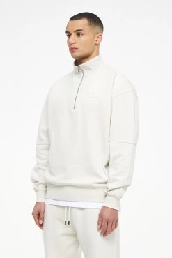 Logo Oversized Halfzip Sweater Vintage Washed Angels Cream Gum -Pegador® PEGADOR TRUST THE PROCESS ECOMMERCE MALE26742