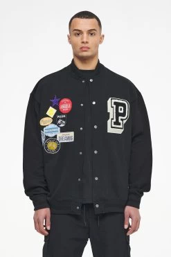 Whitney Varsity Jacket Washed Black Ink Black