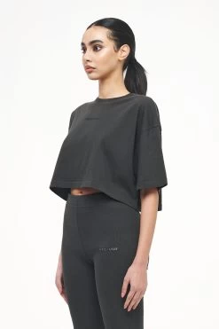 Layla Oversized Cropped Tee Vintage Washed Iron Grey Gum -Pegador® PEGADOR TRUST THE PROCESS ECOMMERCE MALE30637