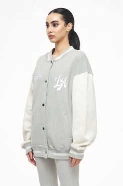 Dale Oversized Varsity Jacket Vintage Washed Quiet Gray Angels Cream -Pegador® PEGADOR TRUST THE PROCESS ECOMMERCE MALE30851