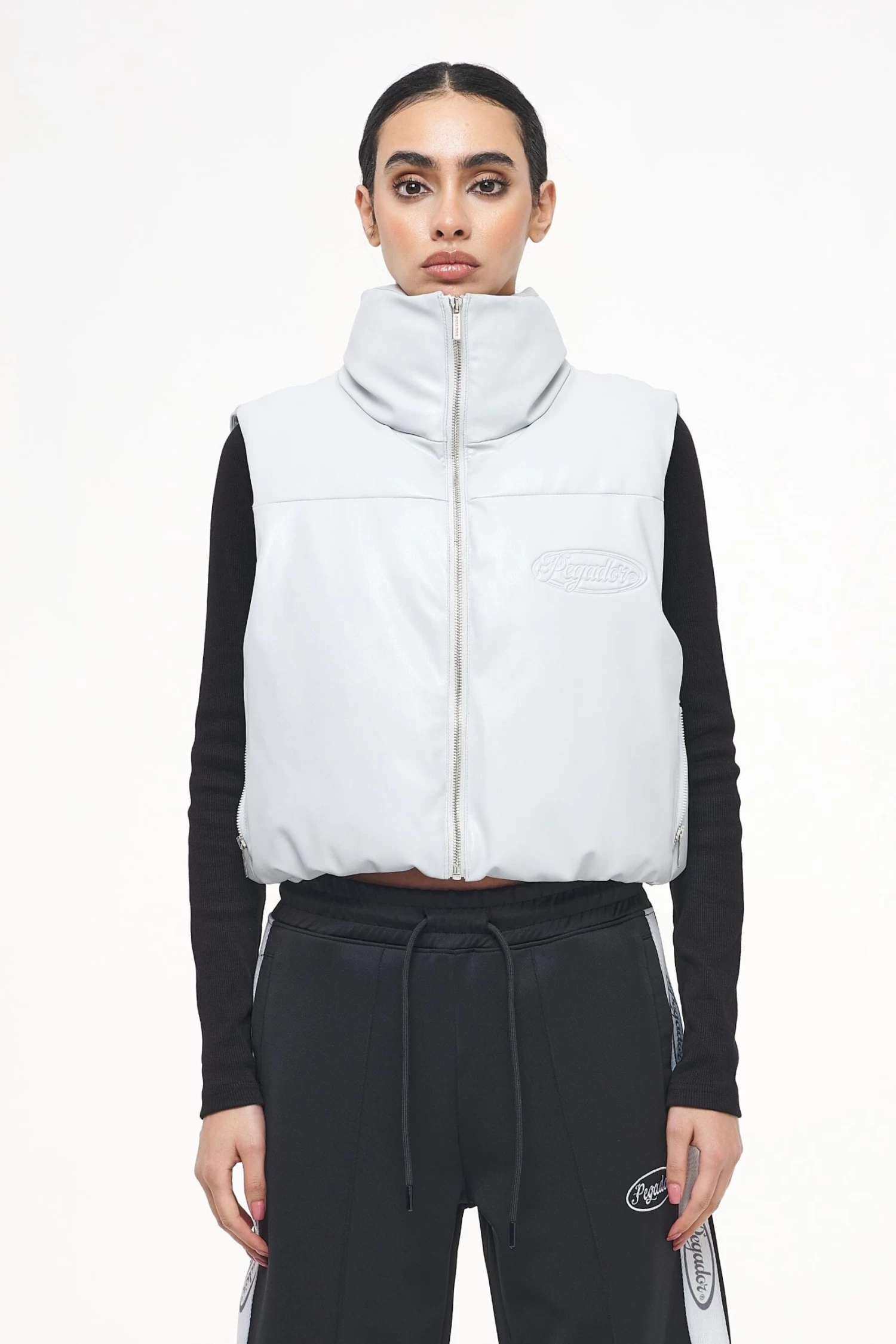 Zito Cropped Faux Leather Vest Quiet Gray 5 Zito Cropped Faux Leather Vest Quiet Gray - Image 3