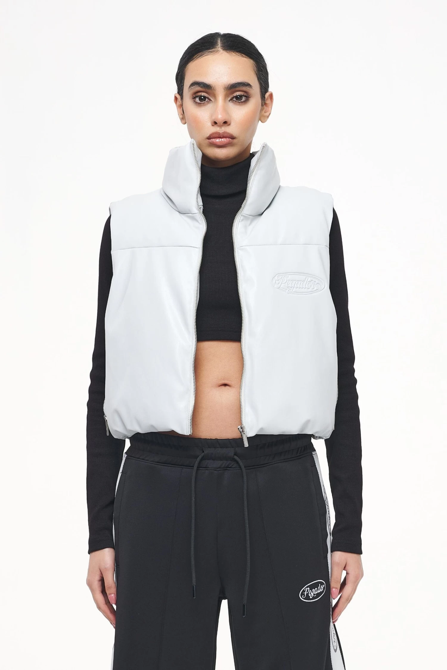 Zito Cropped Faux Leather Vest Quiet Gray 3 Zito Cropped Faux Leather Vest Quiet Gray