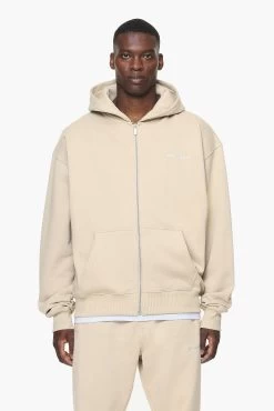 Logo Oversized Sweat Jacket Vintage Washed Kingdom Beige