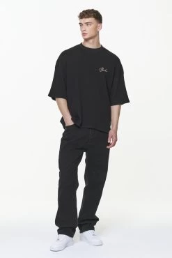 Quat Waffle Boxy Tee Vintage Washed Onyx Black -Pegador® PGDR BUILD TO LAST E COMMERCE MENS7390
