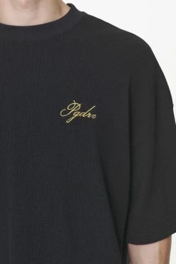 Quat Waffle Boxy Tee Vintage Washed Onyx Black -Pegador® PGDR BUILD TO LAST E COMMERCE MENS7393