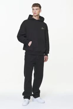 Quat Waffle Oversized Hoodie Vintage Washed Onyx Black -Pegador® PGDR BUILD TO LAST E COMMERCE MENS7427