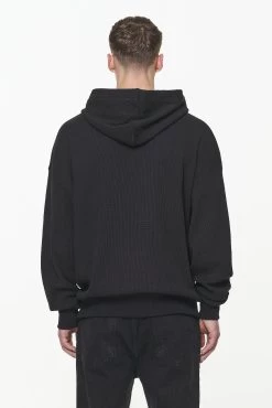 Quat Waffle Oversized Hoodie Vintage Washed Onyx Black -Pegador® PGDR BUILD TO LAST E COMMERCE MENS7430
