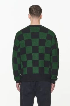 Todd Checkered Knit Cardigan Onyx Black British Green -Pegador® PGDR BUILD TO LAST E COMMERCE MENS7578 1