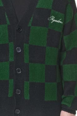 Todd Checkered Knit Cardigan Onyx Black British Green -Pegador® PGDR BUILD TO LAST E COMMERCE MENS7579 1