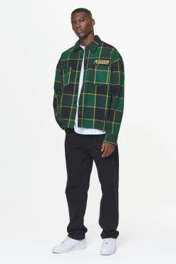 Eastfield Flannel Shirt Washed British Green Onyx Black -Pegador® PGDR BUILD TO LAST E COMMERCE MENS 211147