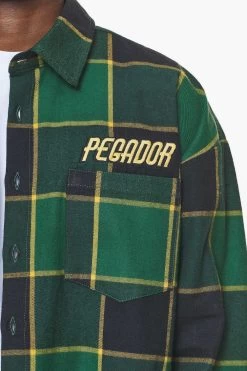 Eastfield Flannel Shirt Washed British Green Onyx Black -Pegador® PGDR BUILD TO LAST E COMMERCE MENS 211162