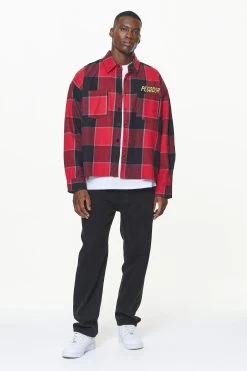 Eastfield Flannel Shirt Washed Royal Red Onyx Black -Pegador® PGDR BUILD TO LAST E COMMERCE MENS 211176