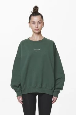 Aelva Logo Heavy Oversized Crew Neck Washed Sage Green -Pegador® PGDR DND E COMMERCE WMNS56644