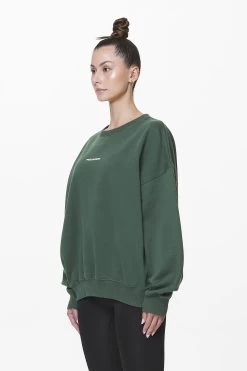 Aelva Logo Heavy Oversized Crew Neck Washed Sage Green -Pegador® PGDR DND E COMMERCE WMNS56649