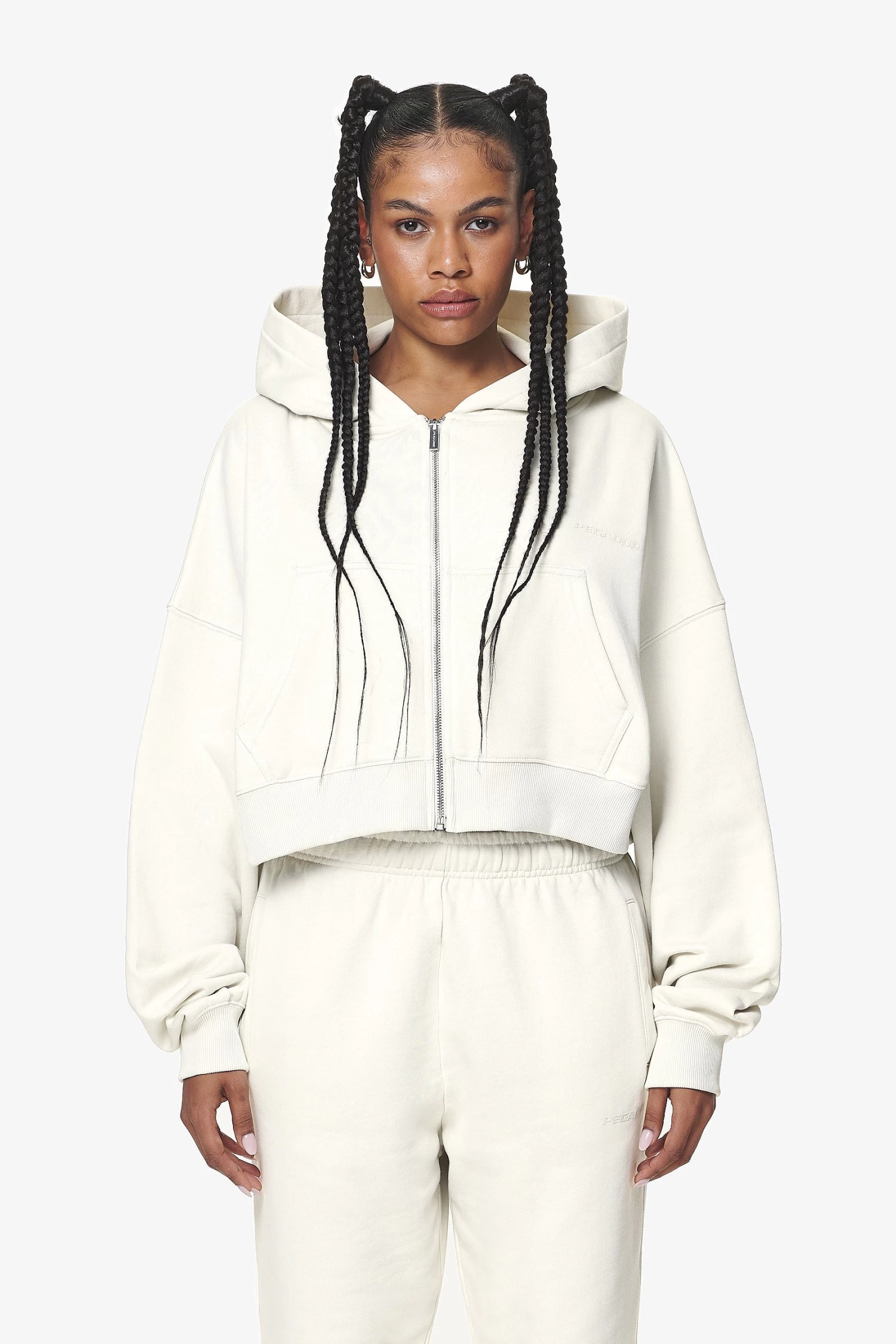 Marla Cropped Zip Hoodie Washed Salty Cream Gum 3 Marla Cropped Zip Hoodie Washed Salty Cream Gum