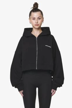 Marla Cropped Zip Hoodie Black Gum