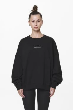 Aelva Logo Heavy Oversized Crew Neck Black -Pegador® PGDR DND E COMMERCE WMNS57196