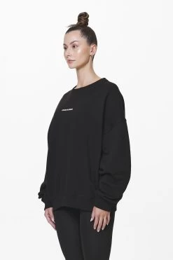 Aelva Logo Heavy Oversized Crew Neck Black -Pegador® PGDR DND E COMMERCE WMNS57198