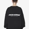 Aelva Logo Heavy Oversized Crew Neck Black