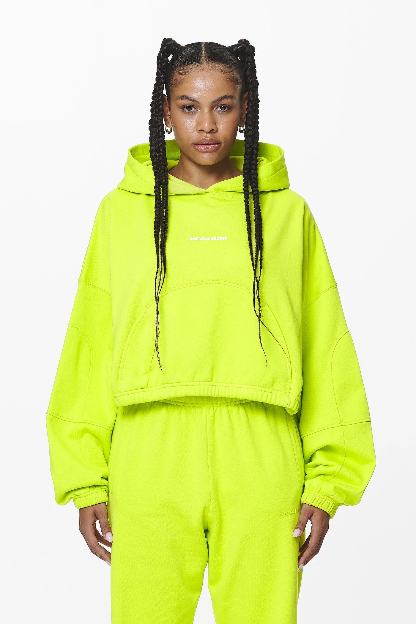 Skei Logo Oversized Cropped Hoodie Washed Lime Yellow 5 Skei Logo Oversized Cropped Hoodie Washed Lime Yellow - Image 3