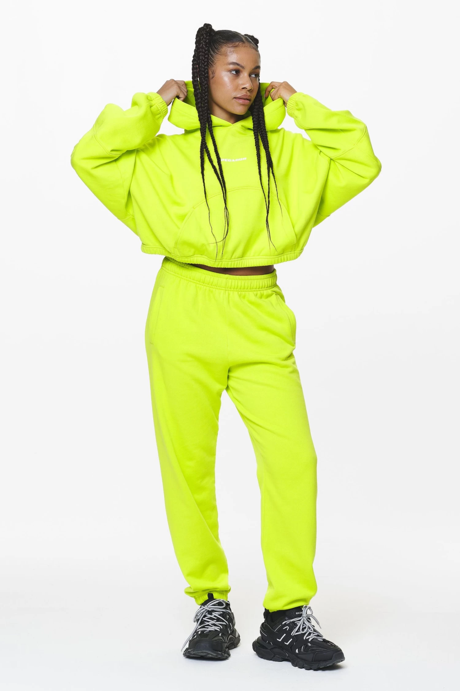 Skei Logo Oversized Cropped Hoodie Washed Lime Yellow 4 Skei Logo Oversized Cropped Hoodie Washed Lime Yellow - Image 2