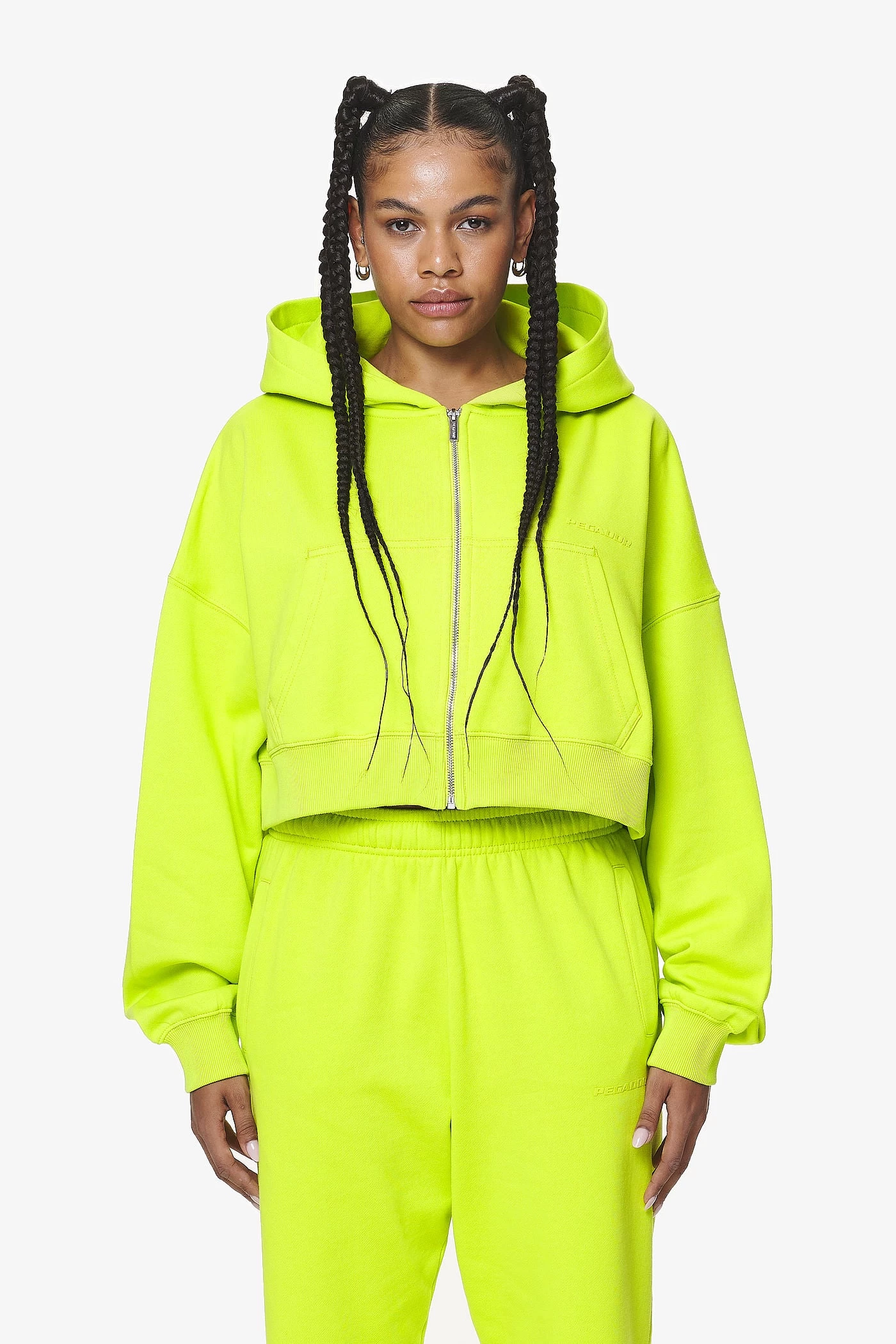 Marla Cropped Zip Hoodie Washed Lime Yellow Gum 3 Marla Cropped Zip Hoodie Washed Lime Yellow Gum