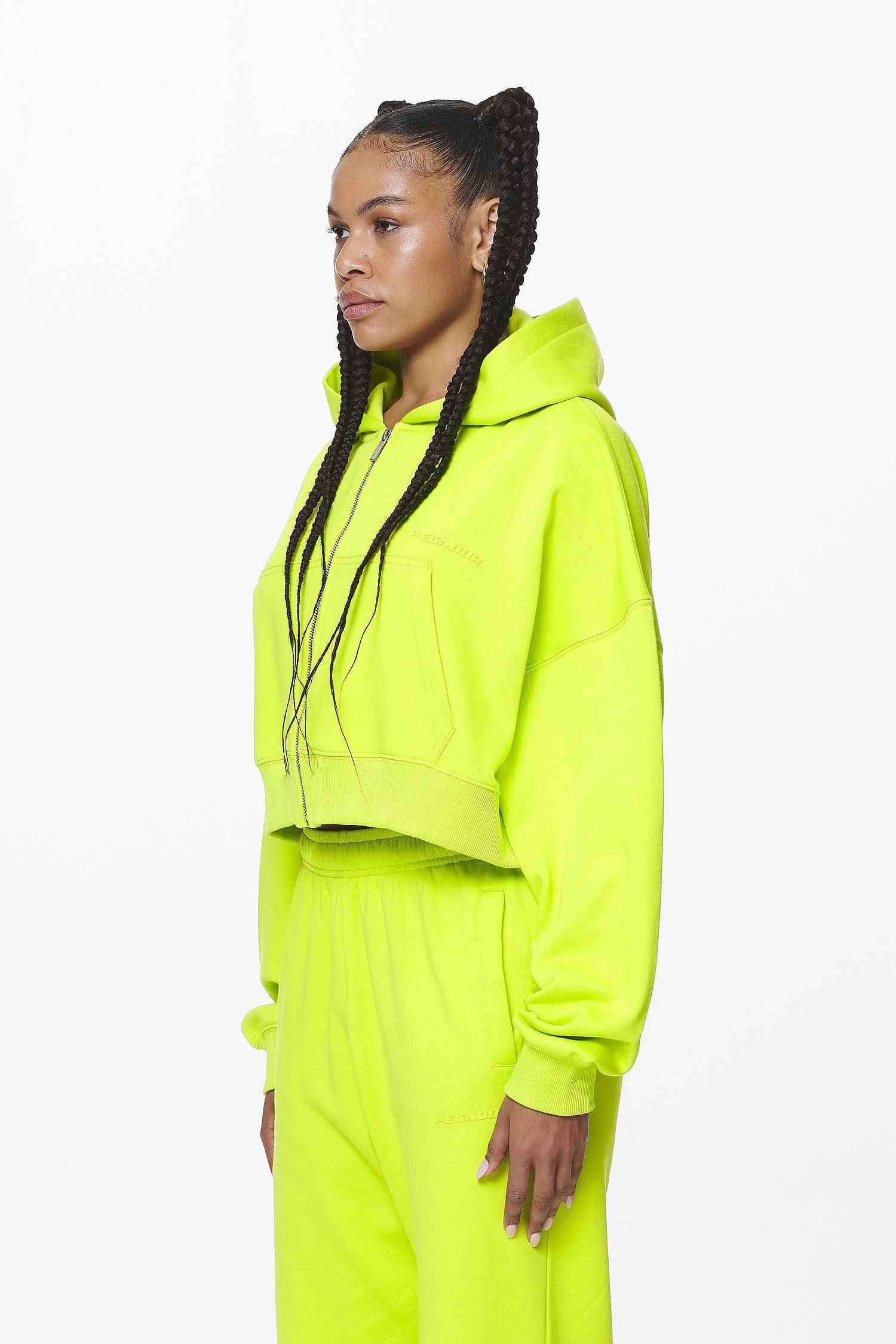 Marla Cropped Zip Hoodie Washed Lime Yellow Gum 5 Marla Cropped Zip Hoodie Washed Lime Yellow Gum - Image 3
