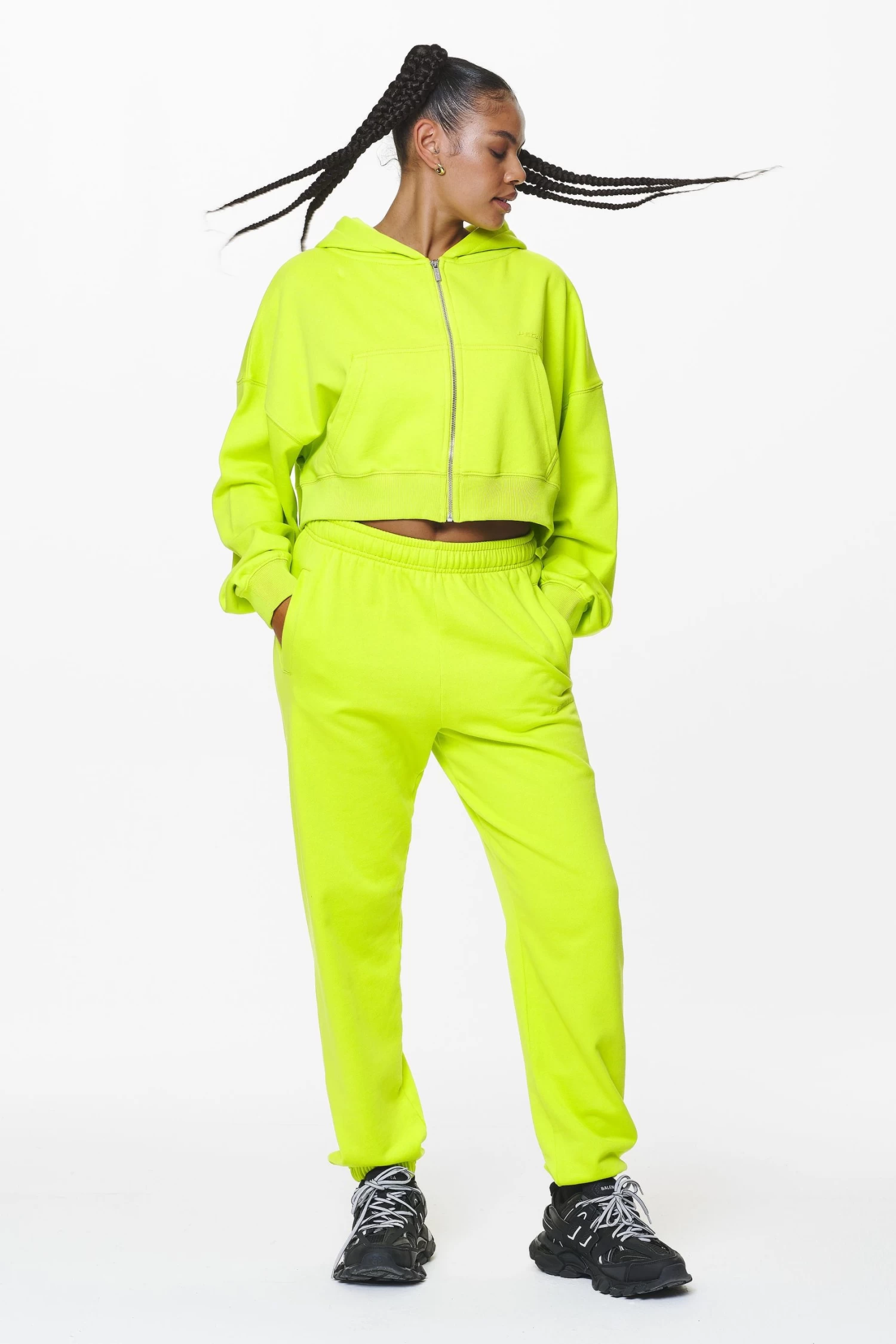 Marla Cropped Zip Hoodie Washed Lime Yellow Gum 4 Marla Cropped Zip Hoodie Washed Lime Yellow Gum - Image 2