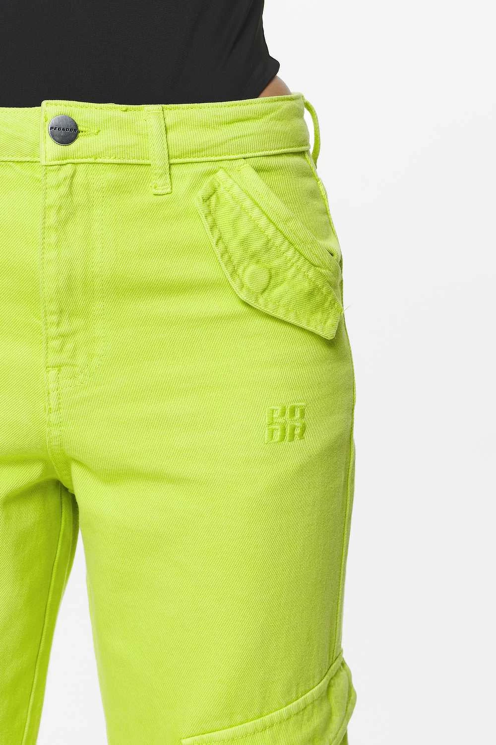 Maloy Cargo Wide Jeans Washed Lime Yellow 7 Maloy Cargo Wide Jeans Washed Lime Yellow - Image 5