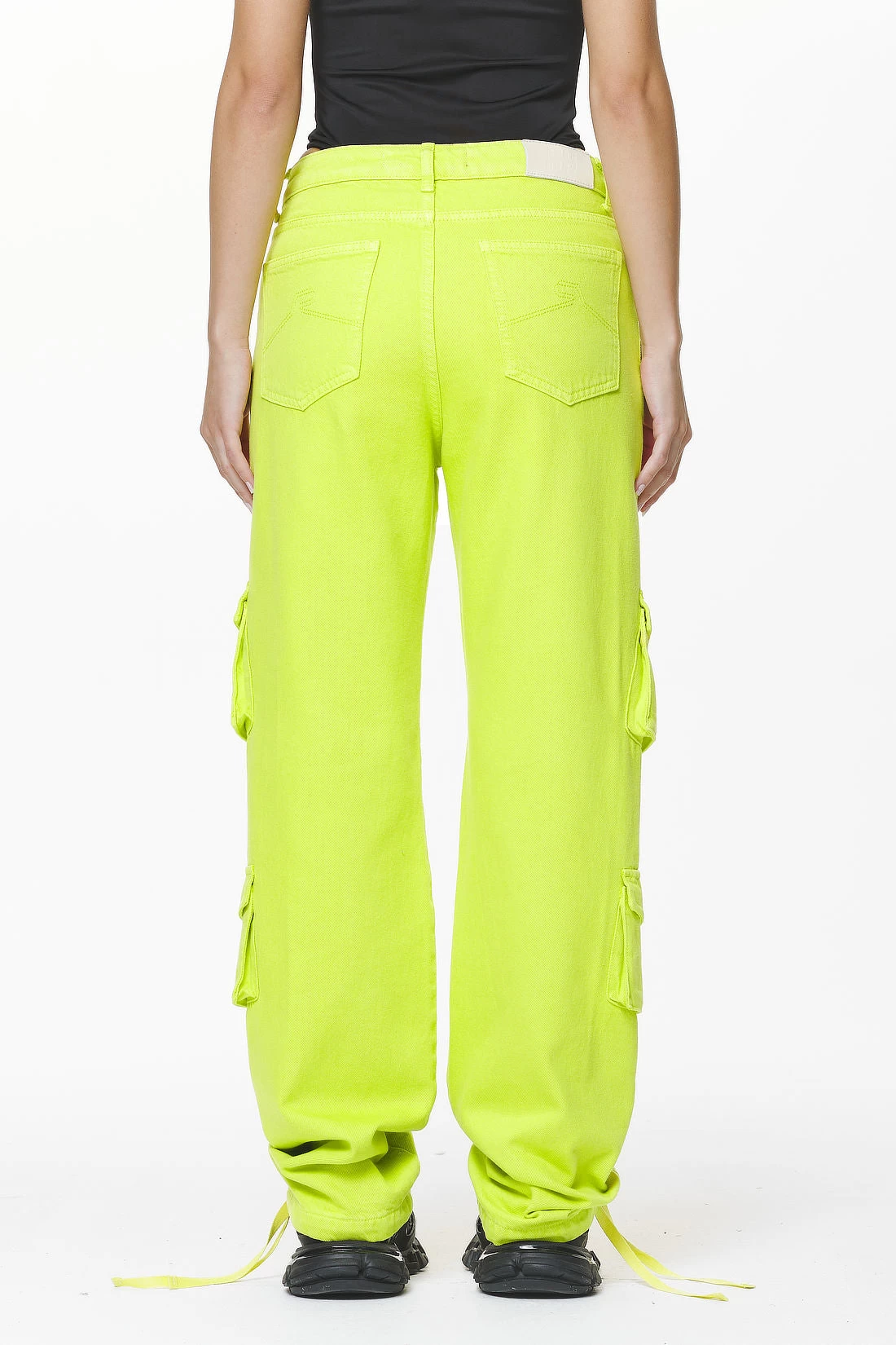 Maloy Cargo Wide Jeans Washed Lime Yellow 6 Maloy Cargo Wide Jeans Washed Lime Yellow - Image 4