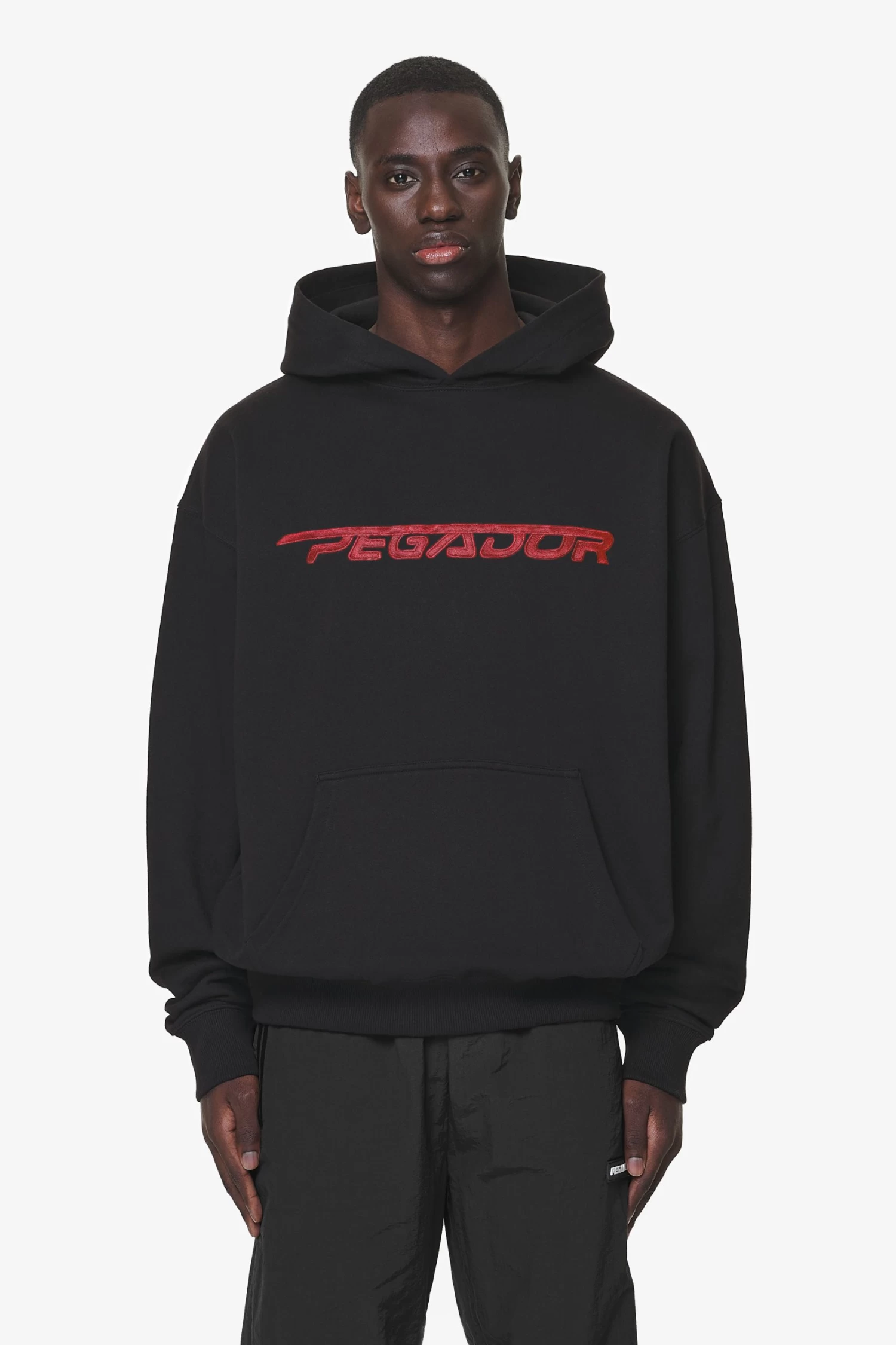 Manor Oversized Hoodie Black Signal Red 3 Manor Oversized Hoodie Black Signal Red