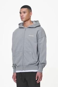 Colne Terry Logo Oversized Sweat Jacket Heavy Washed Cool Grey -Pegador® PGDR LAST MINUTE E COMMERCE44488