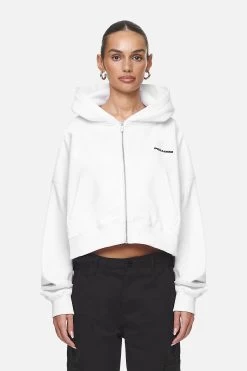 Marla Cropped Zip Hoodie White Black Gum