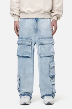 Lark Loose Cargo Jeans Washed Bright Blue