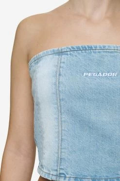 Miranda Denim Tube Top Washed Pale Blue Bleached Blue -Pegador® PGDR Next Wave E COMMERCE WMNS DAY 246364