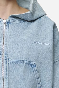 Zona Cropped Denim Zip Jacket Washed Pale Blue -Pegador® PGDR Next Wave E COMMERCE WMNS DAY 2 PART 246383