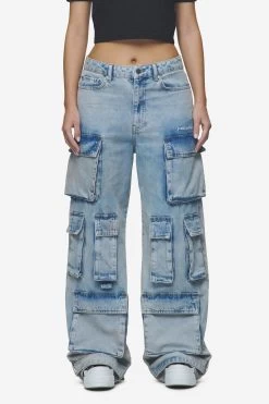 Celina High Waist Cargo Jeans Washed Pale Blue -Pegador® PGDR Next Wave E COMMERCE WMNS PANTS DAY 24579