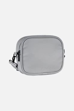 Skibo Logo Faux Leather Shoulder Strap Bag Cool Grey