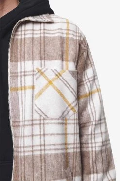 Bale Embroidery Heavy Flannel Zip Shirt Cream Wood -Pegador® detail PGDR BLACKFRIDAY 2023 MENS19054