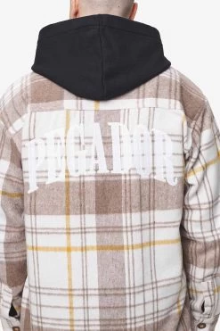 Bale Embroidery Heavy Flannel Zip Shirt Cream Wood -Pegador® detail PGDR BLACKFRIDAY 2023 MENS19062
