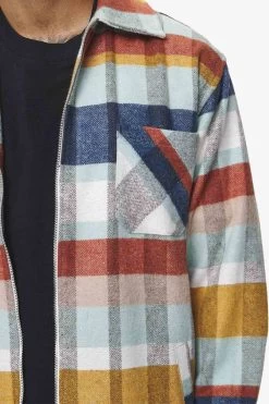 Bale Heavy Flannel Zip Shirt Navy Blue Mint -Pegador® detail PGDR BLACKFRIDAY 2023 MENS19216