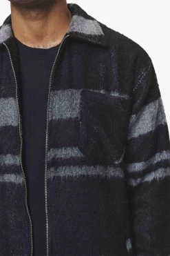 Bale Heavy Flannel Zip Shirt Black Grey -Pegador® detail PGDR BLACKFRIDAY 2023 MENS19252